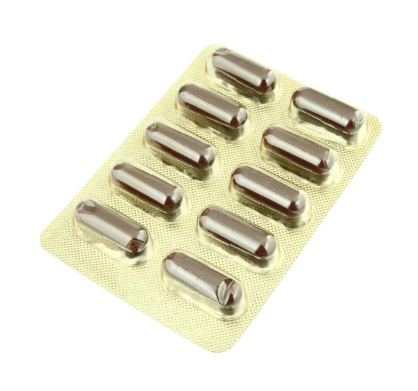 Pílulas marrons pack — Fotografia de Stock