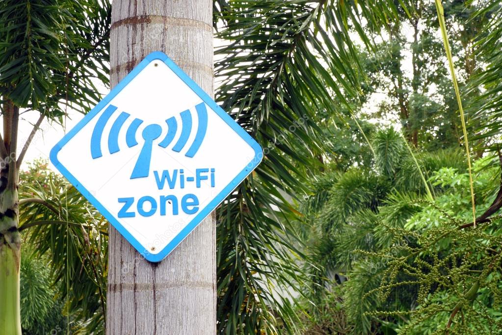 Wi-Fi zone sign on tree