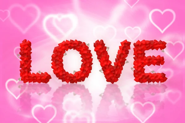 Texto de amor feito de forma de coração — Fotografia de Stock