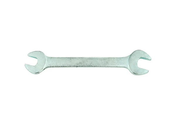 Klíč z nerezové oceli na bílém pozadí — Stock fotografie