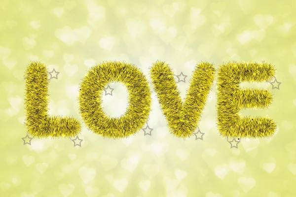 Amor texto com padrão de ouropel — Fotografia de Stock