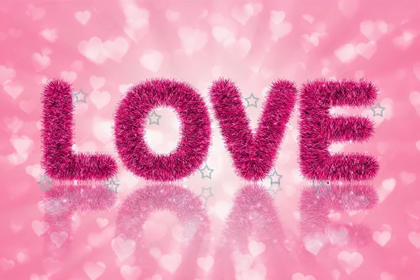 Text love with tinsel pattern — Stock Photo, Image