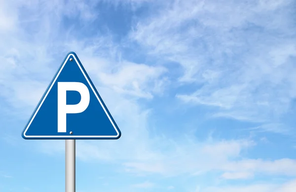 Parkovací značka s modrou oblohou — Stock fotografie
