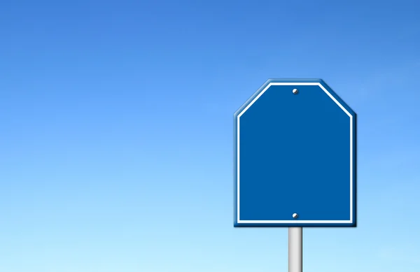Blue blank sign with blue sky — Stock Photo, Image