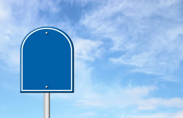Blue blank sign with blue sky — Stock Photo, Image