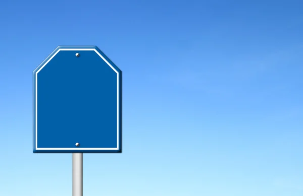 Blue blank sign with blue sky — Stock Photo, Image