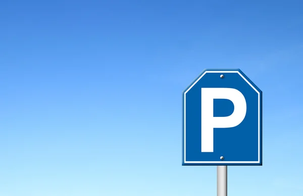 Parking znak z błękitnego nieba — Zdjęcie stockowe