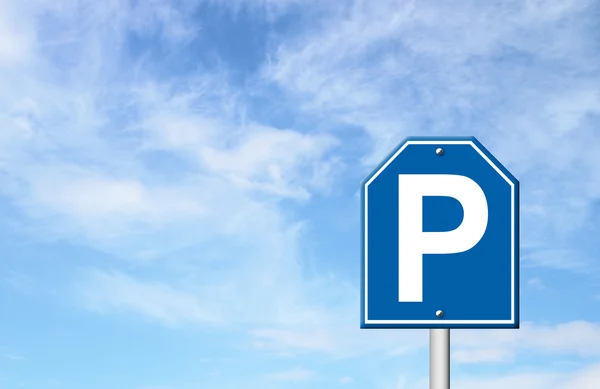 Parking teken met blauwe hemel — Stockfoto