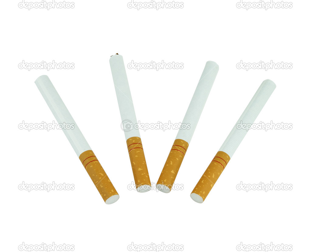 four cigarette on white background
