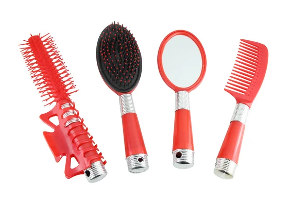 Set spazzole per capelli rosse — Foto Stock