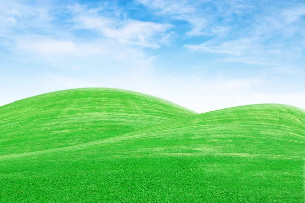 Green grass hills with sky — Stock Photo, Image