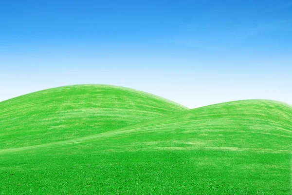 Green grass hills with sky — Stock Photo, Image