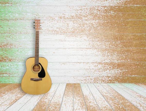 Gitara w stary tło pokoju — Zdjęcie stockowe