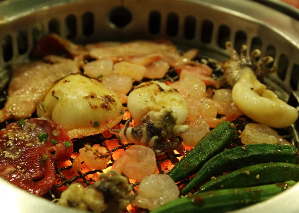 Grilled Pork and seafood — Stock Photo, Image