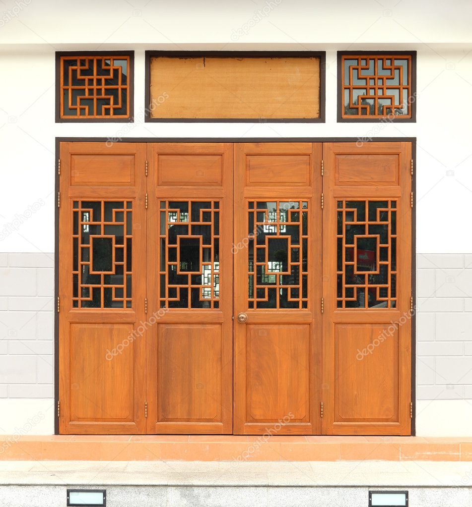 wooden door with traditional pattern