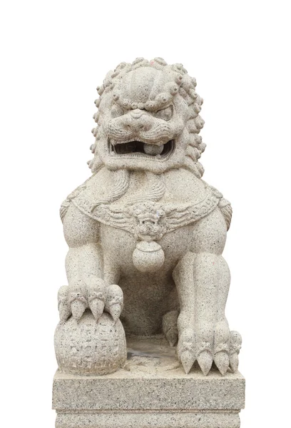 흰색 바탕에 중국 제국 사자 동상 — 스톡 사진