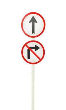 go ahead the way ,forward sign and don't turn right sign clipart