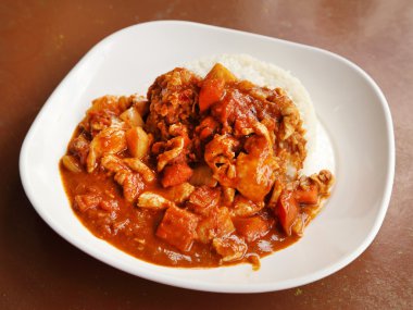 spicy chicken curry and rice clipart