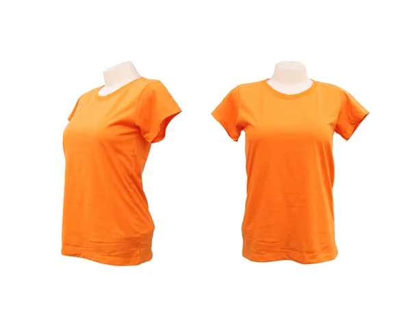 Set of female tshirt template on the mannequin on white — Stock Photo, Image