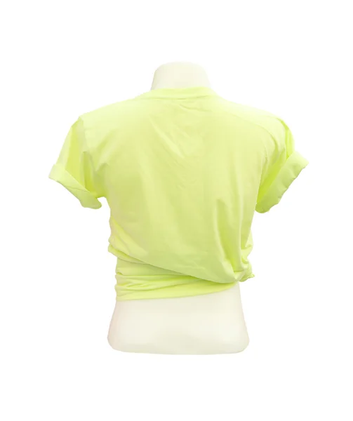 Female tshirt template on the mannequin (back side) on white bac — Stock Photo, Image