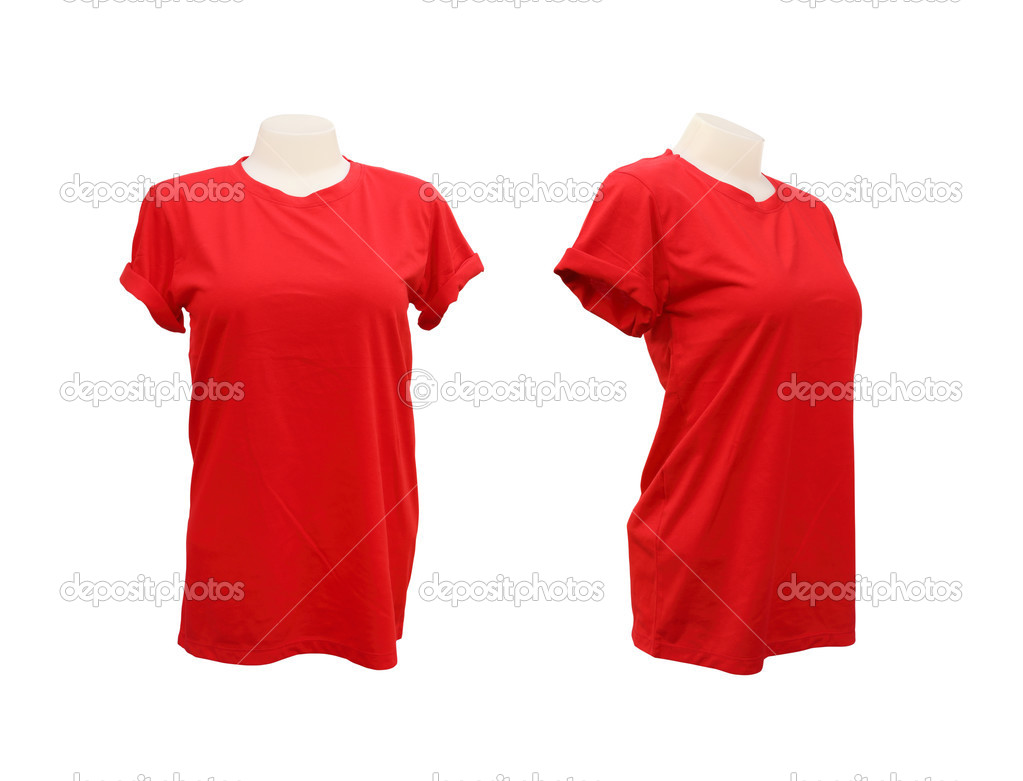 set of female tshirt template on the mannequin on white