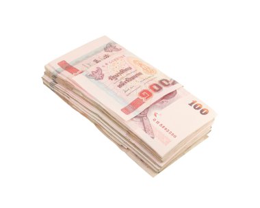 Turkish yüz tipi banknotlar beyaz zemin üzerine yığını
