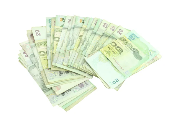 Dinero tailandés sobre fondo blanco —  Fotos de Stock