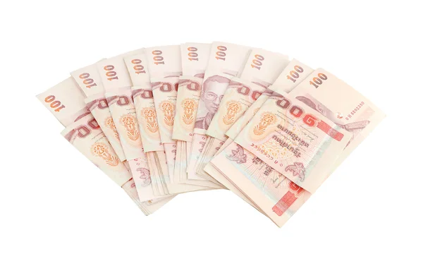 Dinero tailandés sobre fondo blanco — Foto de Stock