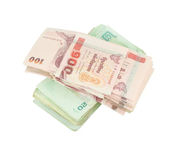 Stack of Thai money on white background — Stock Photo, Image