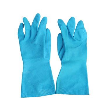 Beyaz arka plan üzerinde izole ev koruyucu lastik eldiven