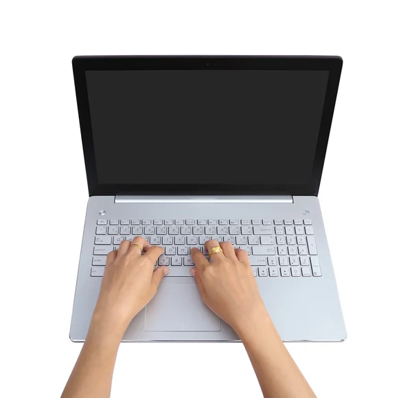 Hands are working on laptop — Stock Photo, Image