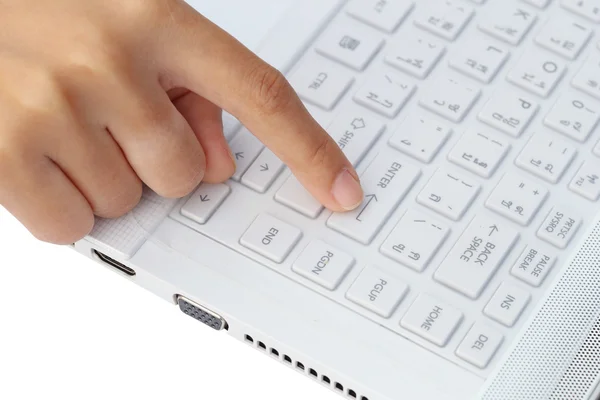 Finger pushing the button of keyboard — Stock Photo, Image