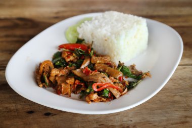 tatlı basi ve beyaz Yasemin yapışkan pirinç kızarmış domuz eti