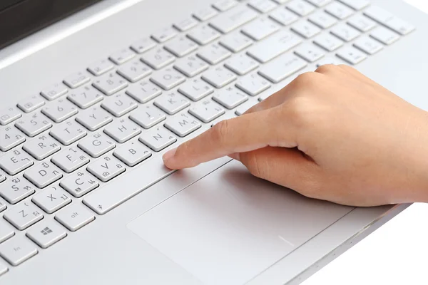 Finger pushing the space bar button — Stock Photo, Image