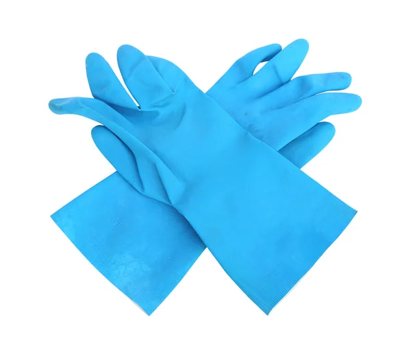 Domácí ochranné gumové rukavice izolovaných na bílém pozadí — Stock fotografie