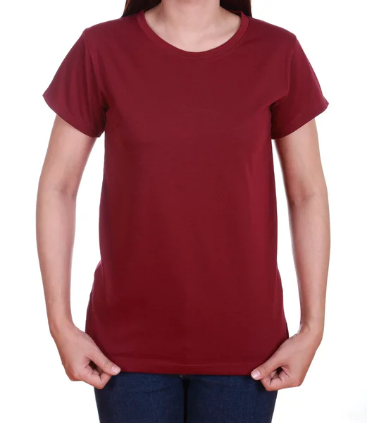 Kadını boş t-shirt — Stok fotoğraf