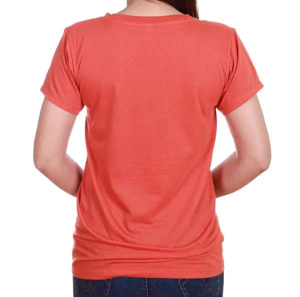 Close-up female with blank t-shirt (back side) — Stock Photo, Image