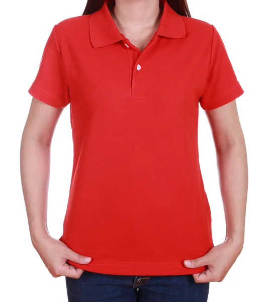 leere rote Polo-Shirt Frau