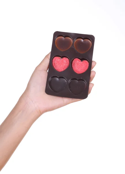 Mãos segurando coração doce — Fotografia de Stock