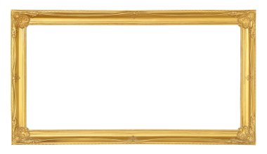 Beyaz arkaplanda izole edilmiş altın resim çerçevesi