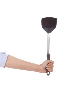 kadın el mutfak spatula tutarak