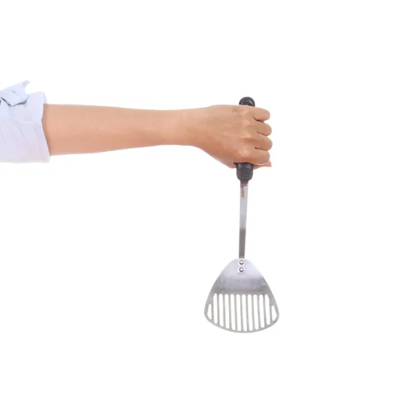 Nő kezében egy konyha spatula — Stock Fotó