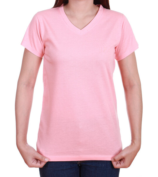 blank t-shirt on woman 