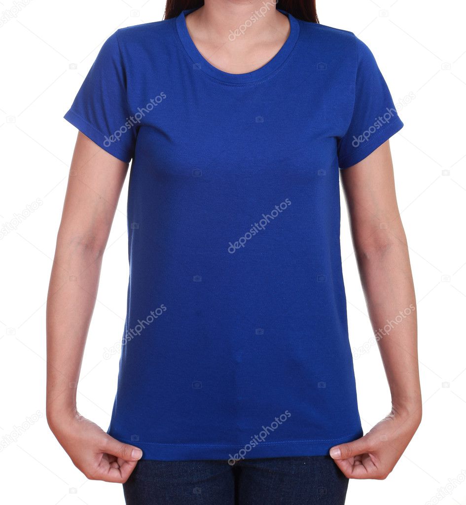 blank t-shirt on woman 