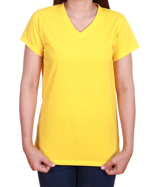 Blank t-shirt on woman — Stock Photo, Image