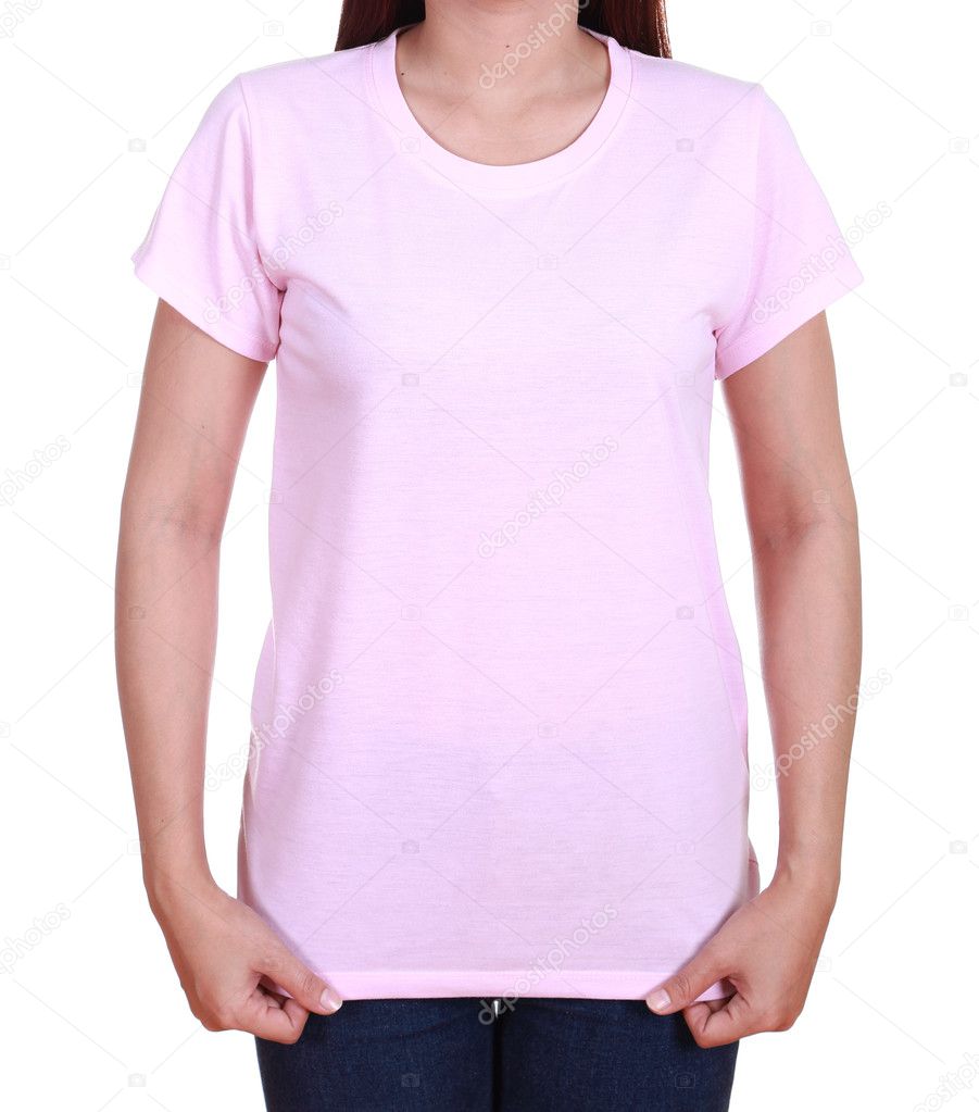 blank t-shirt on woman 