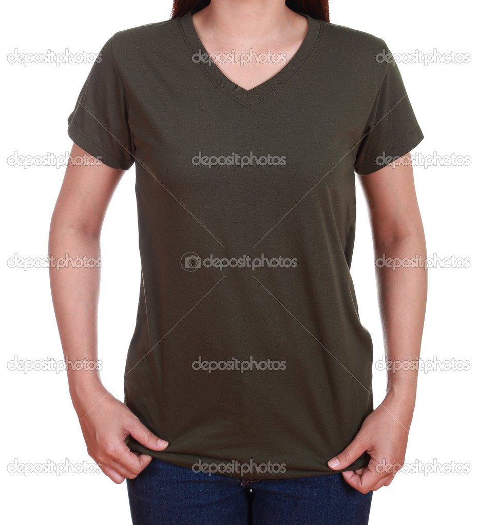 blank t-shirt on woman 