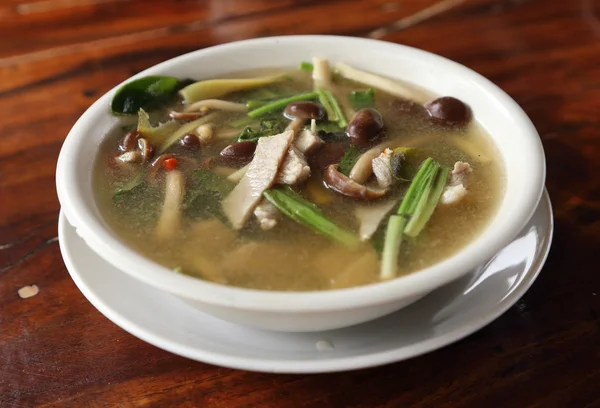 Hot and sour soup with pork and mushroom — Stock Photo, Image