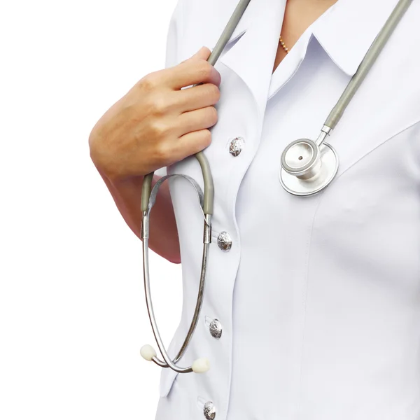 Nahaufnahme einer unbekannten Krankenschwester mit Stethoskop — Stockfoto