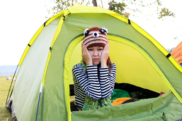 Asia women in tent — Stock Photo, Image